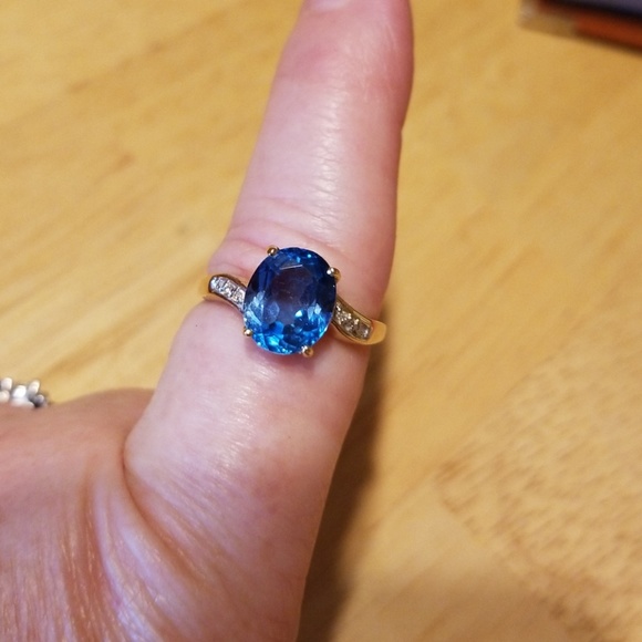 None Jewelry - 14k Gold, Diamonds& London Blue topaz